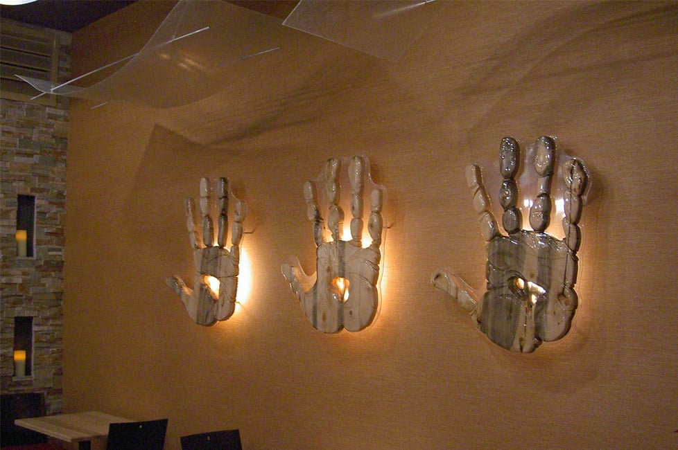 Hands carved out of wood