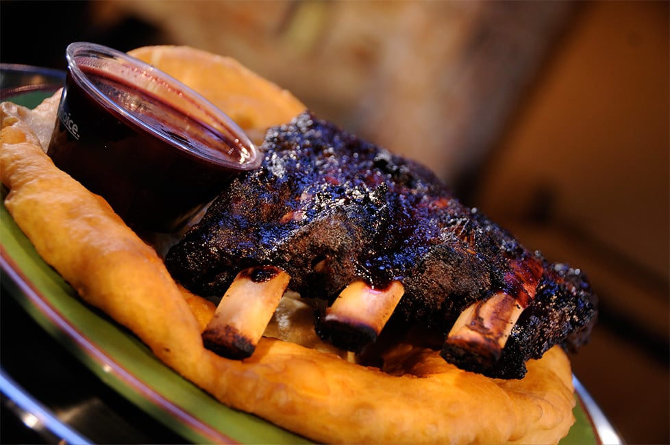 Tocabe Bison ribs on flatbread